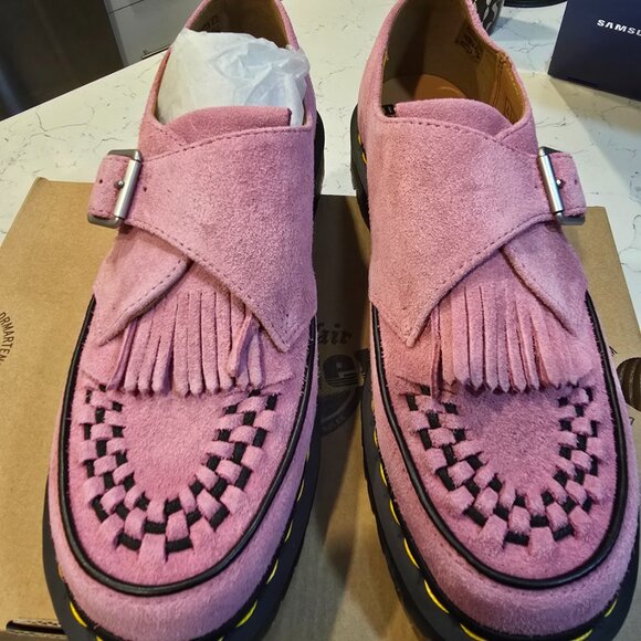 Dr. Martens Ramsey Suede Kiltie Buckle Creeper Loafer Fondant Pink SZ 10 MENS - Picture 4 of 16